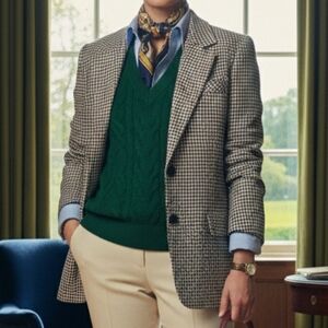 Weekend Edition 8 Old Money Ivy League Preppy Houndstooth Wool Blend Blazer